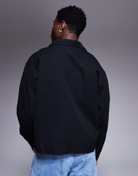 ASOS DESIGN oversized washed harrington jacket in black
