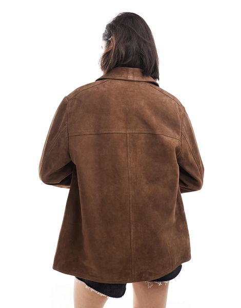 ASOS DESIGN real suede 70s jacket in brown