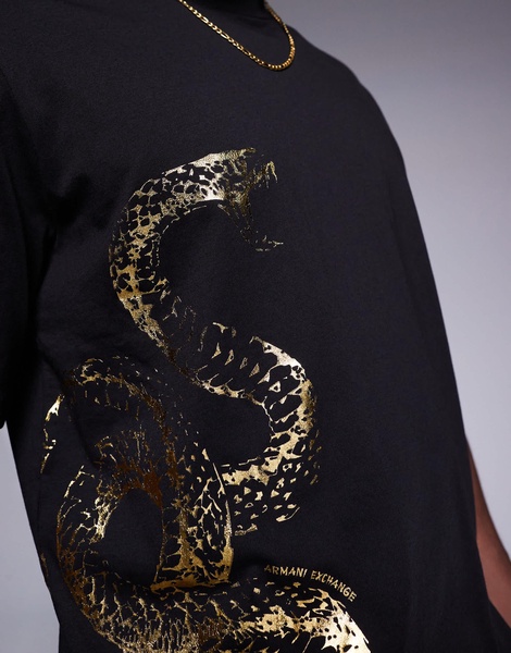 Armani Exchange lunar capsule snake t-shirt in black
