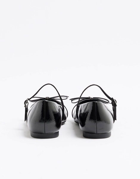 River Island pointed mary jane ballet in black