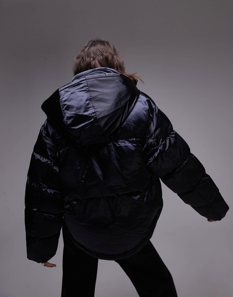 AllSaints Chelsea hooded puffer jacket in black