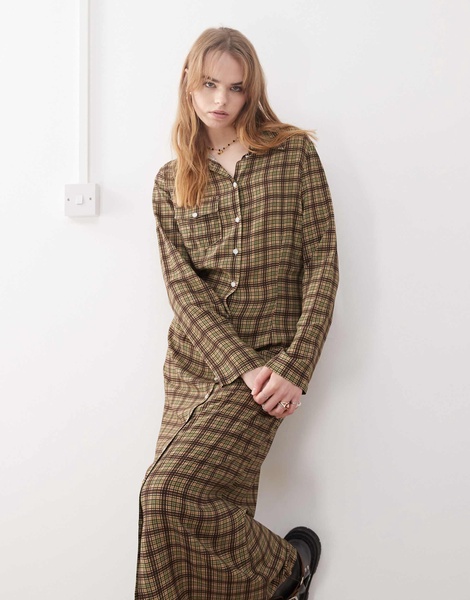 Reclaimed Vintage Maxi Shirt Dress In Check
