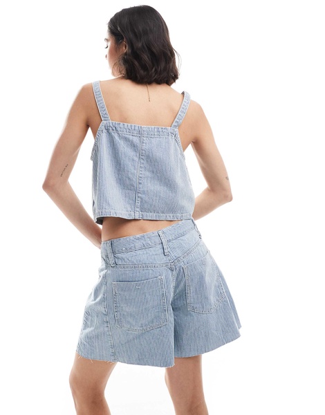 Mango pinstripe denim shorts in light blue - part of a set