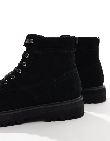 ASOS DESIGN lace up worker boots in black