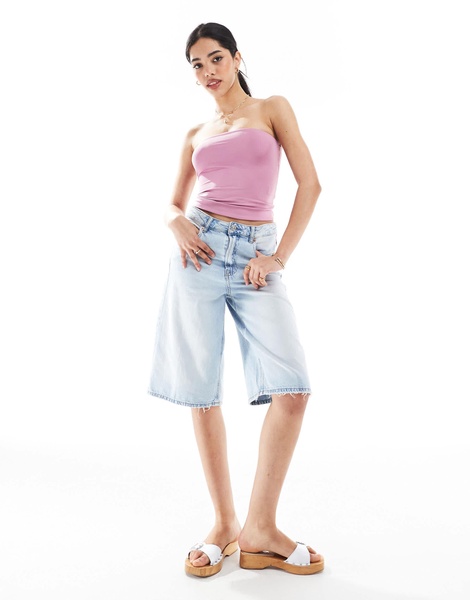 Bershka polyamide bandeau top in light pink