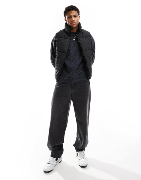 Bershka puffer gilet in black