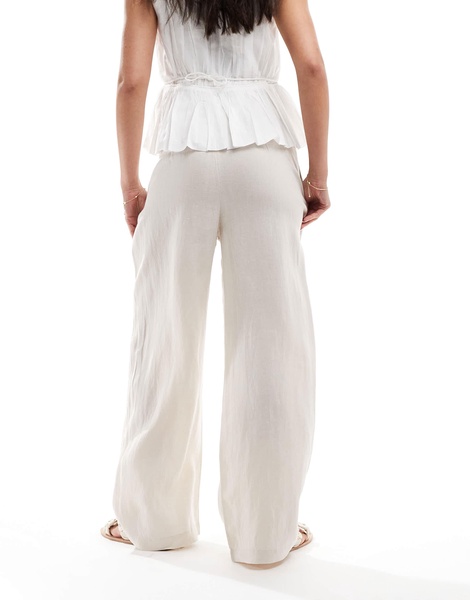 Mango straight leg linen pants in beige