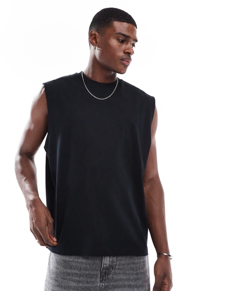 ASOS DESIGN oversized tank in black