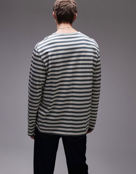 ARKET long sleeve T-shirt in green and white stripes