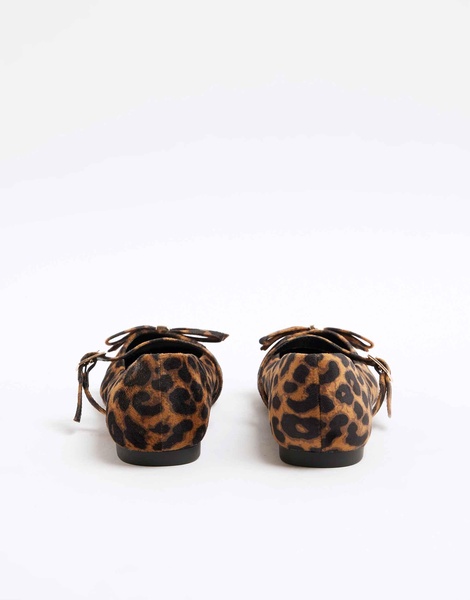 River Island pointed Mary Jane ballet in leopard print