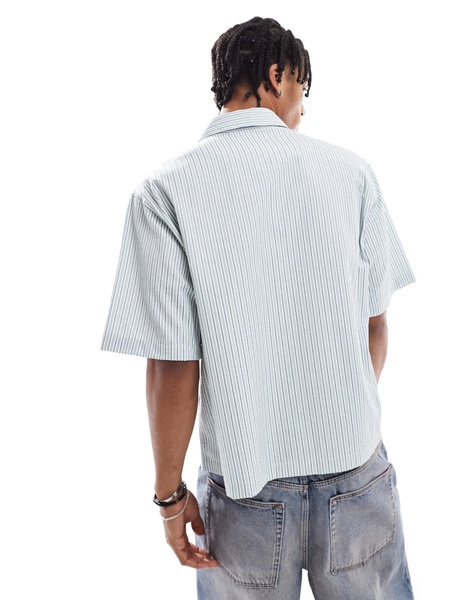 Bershka textured striped shirt in blue