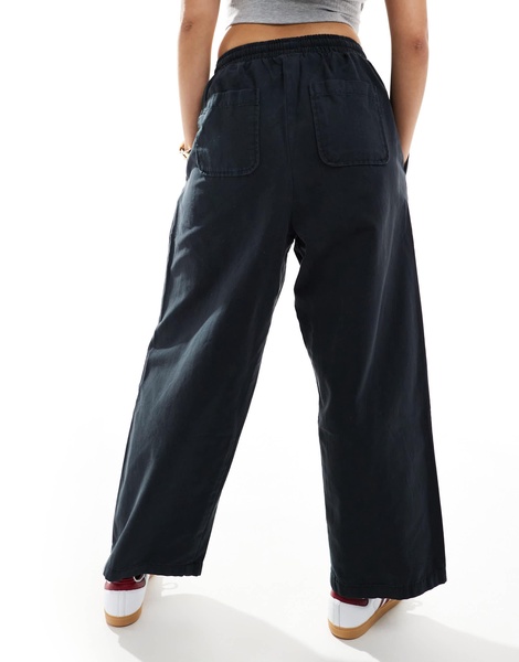 ASOS DESIGN oversized barrel leg pull-on pants in black