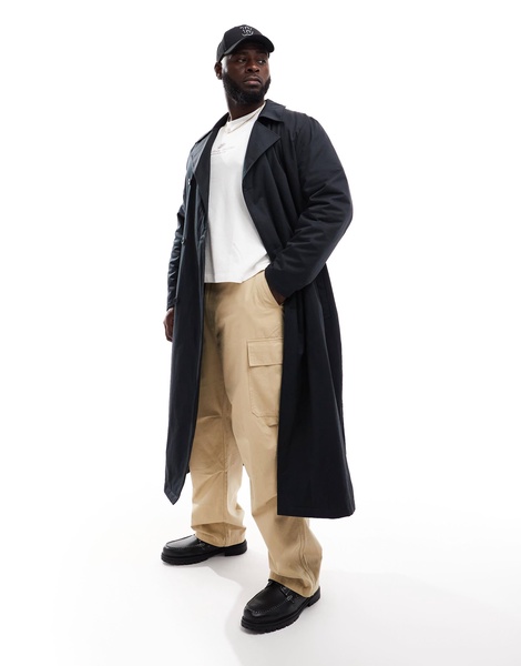 ASOS DESIGN trench coat with light wadding in black