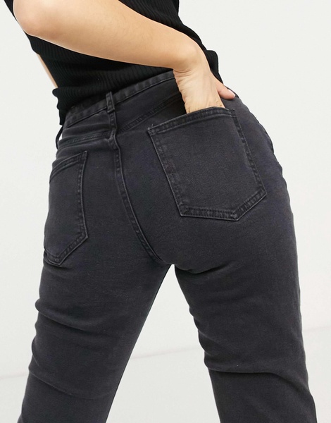 ASOS DESIGN Petite hourglass high rise farleigh 'slim' mom jeans in washed black