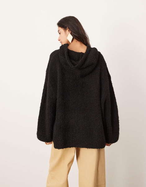 ASOS EDITION boucle knit oversized hoodie in black