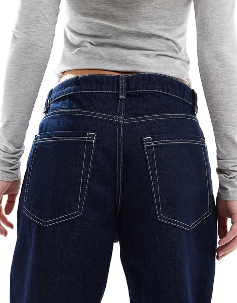 Bershka baggy wide leg jeans in indigo wash
