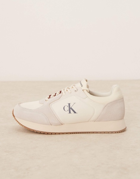 Calvin Klein Jeans running sneakers in beige with gum sole