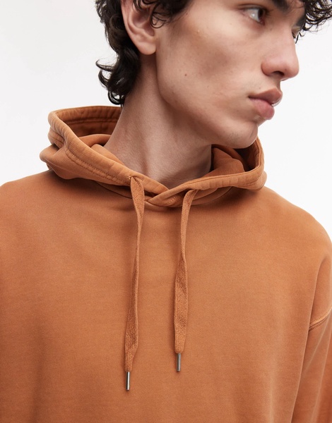 ARKET relaxed terry hoodie in terracotta orange
