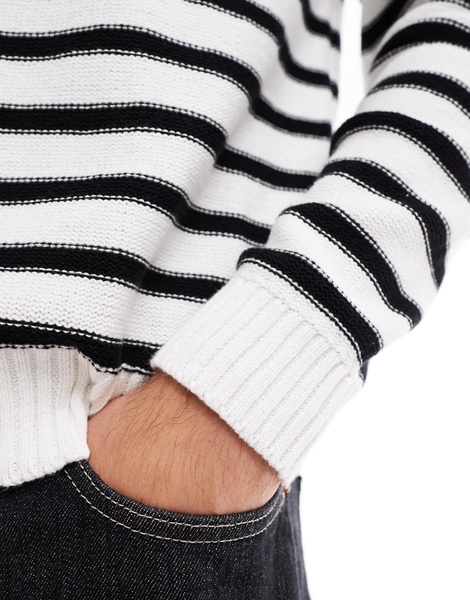 Another Influence striped round neck loose knit sweater in multi