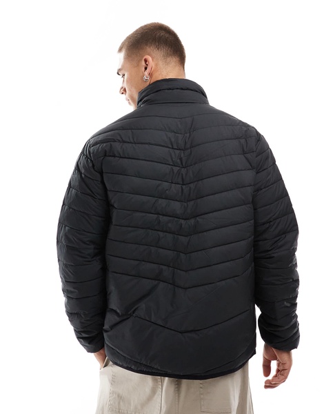 Jack & Jones packable padded jacket with standing collar in black