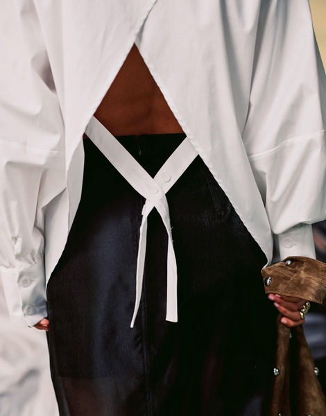 ASOS DESIGN oversized cotton shirt with open back detail in white