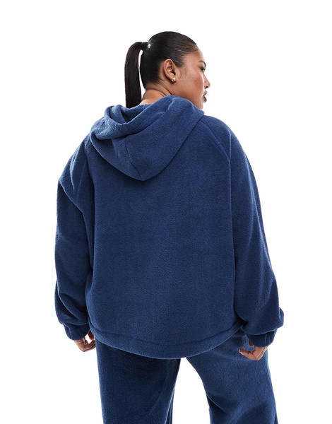 ASOS DESIGN Curve lounge microfleece hoodie in dark blue