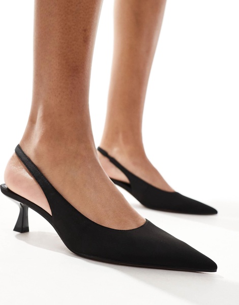 ASOS DESIGN Stroll slingback mid heeled shoes in black