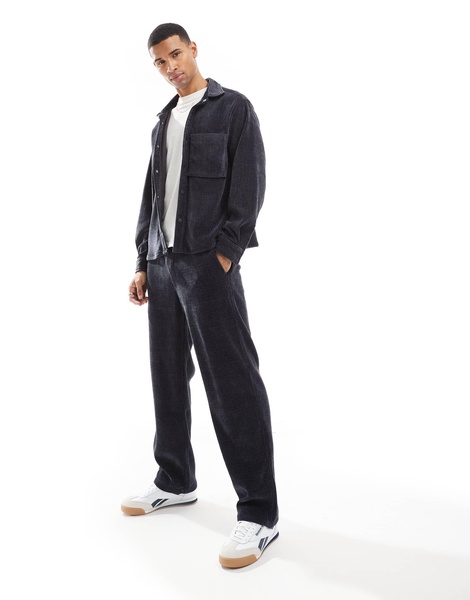 Bershka cord baggy pants in washed blue - part of a set