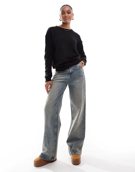 Brave Soul Tall crew neck sweater in black