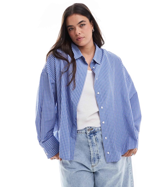 ASOS DESIGN Curve boxy shirt in micro check