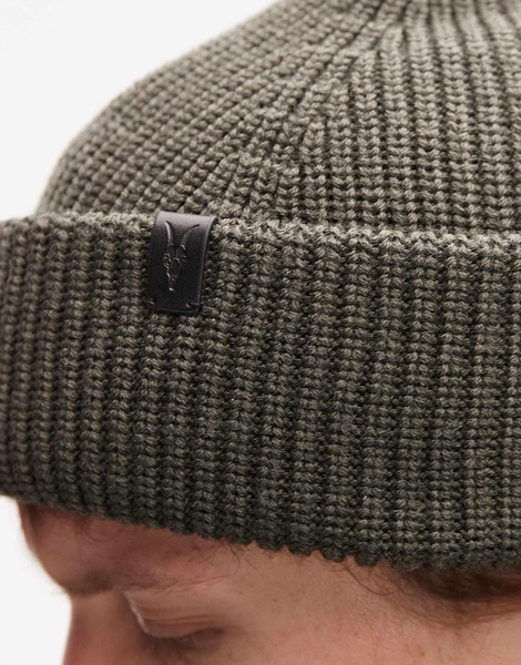 AllSaints merino wool fisherman beanie in green