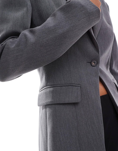 Bershka cinched waist blazer in gray