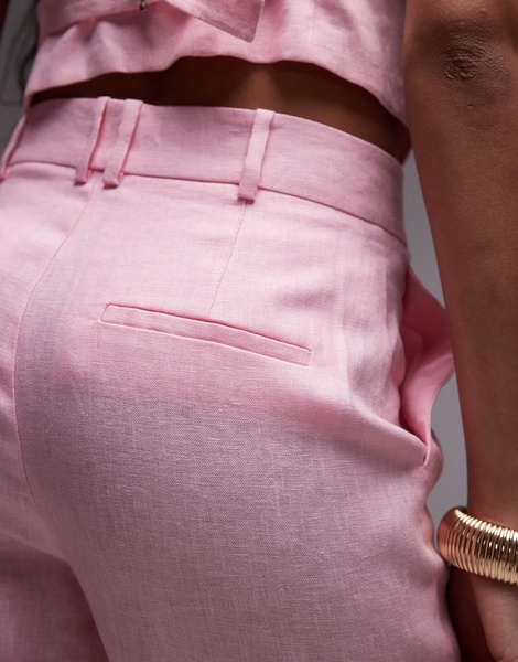 Mango linen tailored pants in pink - part of a set