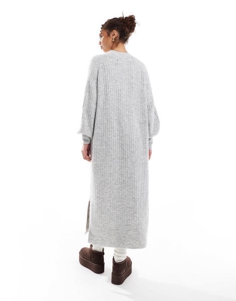 Vero Moda oversized soft ribbed sweater dress in light gray melange