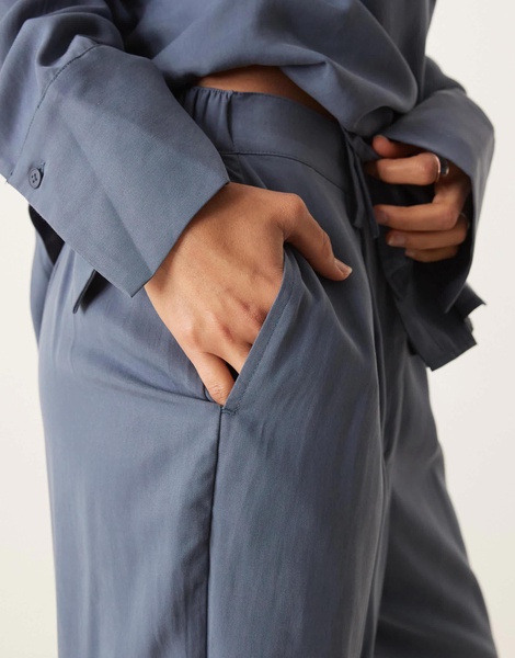 ASOS DESIGN wide leg dad pants in washed blue - part of a set