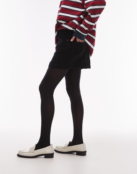 Topshop denim mini pelmet skirt in black cord