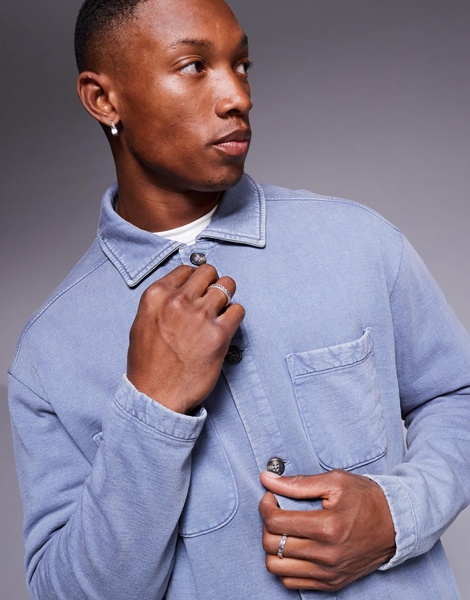 ASOS DESIGN washed jersey cardigan in washed blue