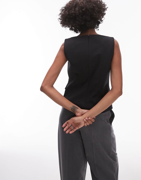 ARKET stretch tailored vest top in black