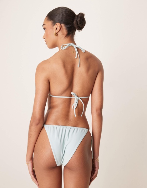 Abercrombie & Fitch Swim tie side bikini bottoms with bead detail in blue - part of a set