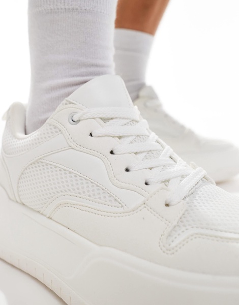 ASOS DESIGN lace up sneakers in white with chunky sole