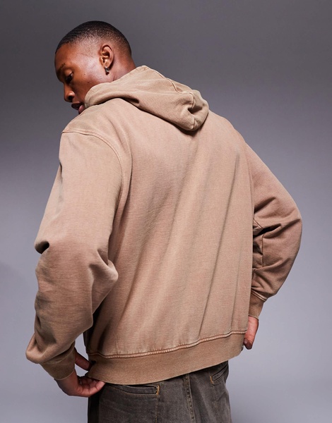 ASOS DESIGN oversized hoodie in washed brown - part of a set