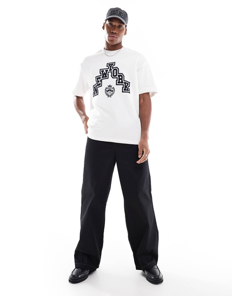 Bershka flock printed t-shirt in white