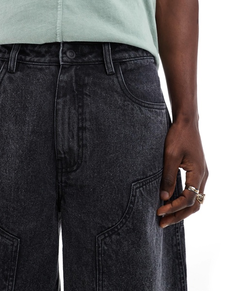 Another Influence carpenter jorts in washed black