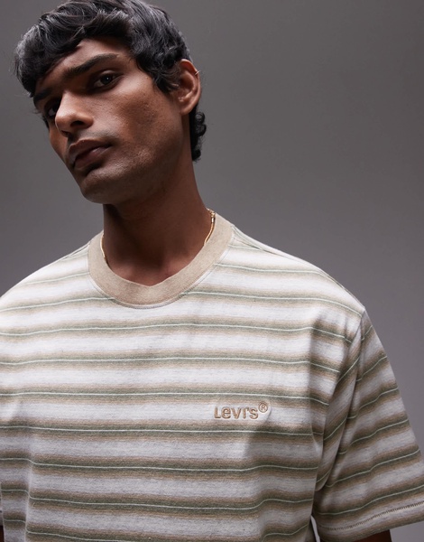 Levi's Red Tab vintage relaxed fit logo stripe t-shirt in mid green heather