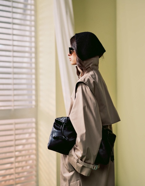 & Other Stories midaxi trench jacket with convertible collar detail in beige
