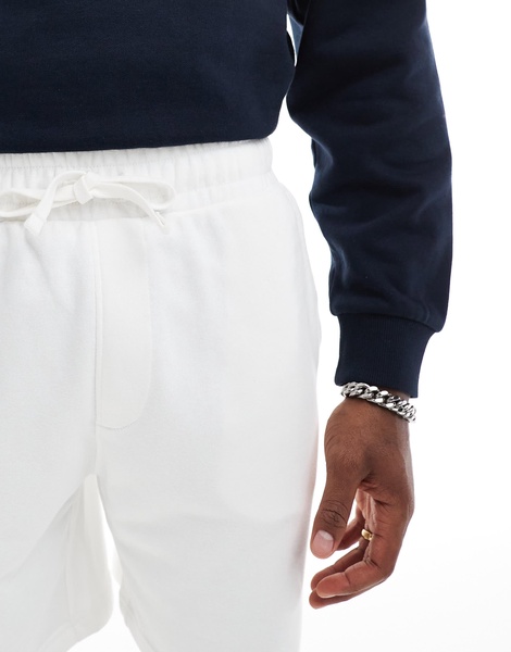 Bershka jersey shorts in white