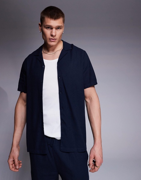 South Beach short sleeve beach shirt in slate blue