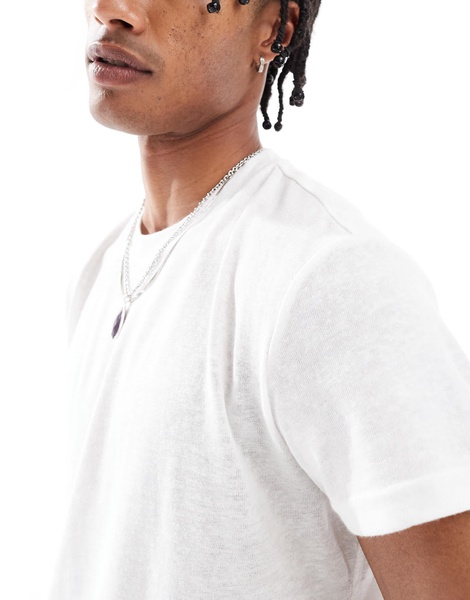 Bershka linen look t-shirt in ecru