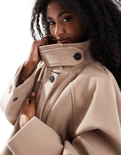 ASOS DESIGN cropped cape formal coat in dusty rose