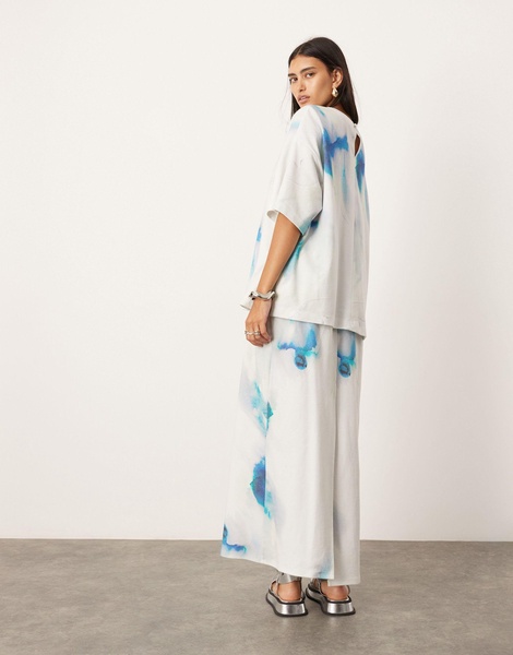 ASOS EDITION premium heavy weight textured jersey column maxi skirt in blurred print - part of a set